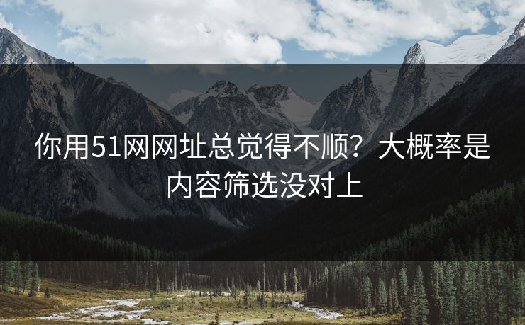 你用51网网址总觉得不顺?大概率是内容筛选没对上 你用51网网址总觉得不顺?大概率是内容筛选没对上