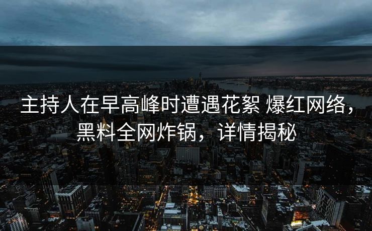 主持人在早高峰时遭遇花絮 爆红网络，黑料全网炸锅，详情揭秘