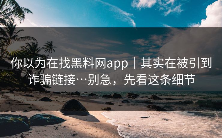 你以为在找黑料网app|其实在被引到诈骗链接…别急,先看这条细节